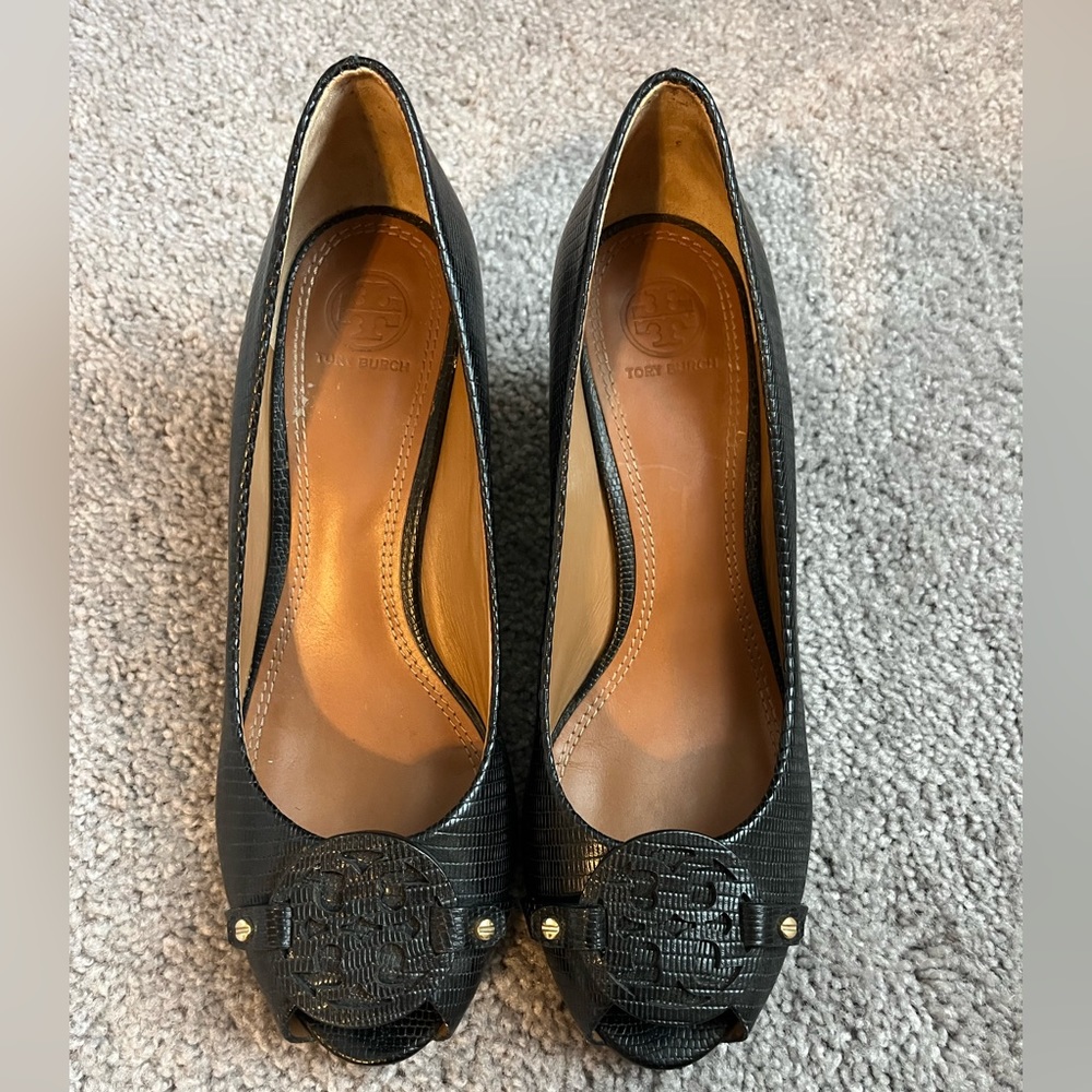 Tory Burch Peep Toe Wedges